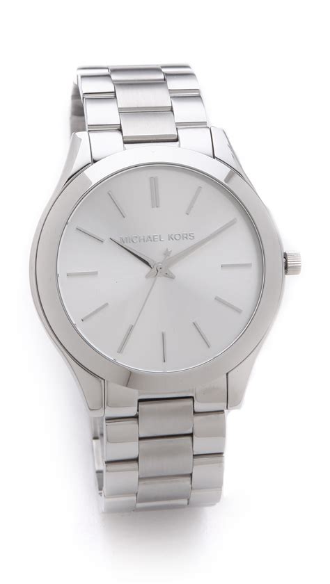 michael kors slim runway bracelet watch silver|Michael Kors matte black watch.